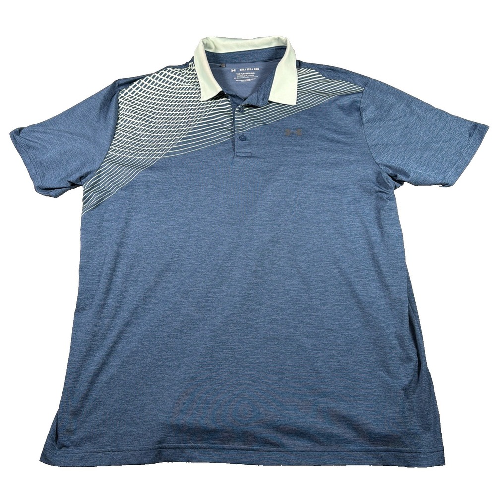 Under Armour Mens Playoff Polo Golf Shirt 2XL Blue Short Sleeve Lightweight